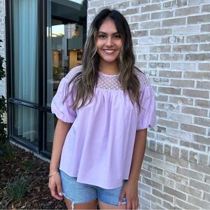Lavender puff sleeve blouse
